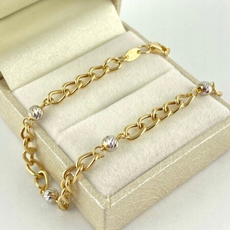 Piękna ZŁOTA bransoletka z kuleczkami PRÓBA 585 (14K) dł. 17 - 19,5 cm