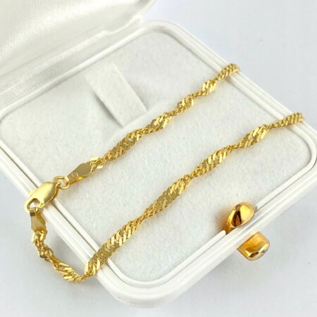 ZŁOTA bransoletka splot SINGAPUR 2,4 mm PRÓBA 585 (14K) długość 19 cm