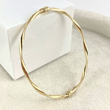 Fantazyjna ZŁOTA bransoletka BANGLE sztywna OWALNA PRÓBA 585 (14K)
