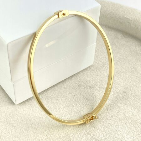Lśniąca ZŁOTA bransoletka BANGLE sztywna OWALNA PR. 585 (14K)