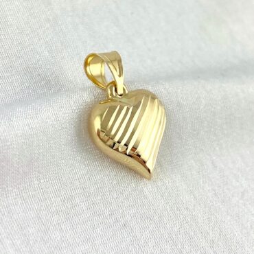 Lśniąca ZŁOTA zawieszka diamentowane SERCE dwustronne PRÓBA 585 (14K)