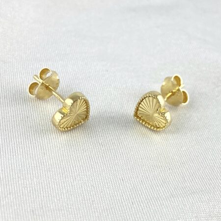 ZŁOTE kolczyki sztyfty SERCA diamentowane PRÓBA 585 (14K)