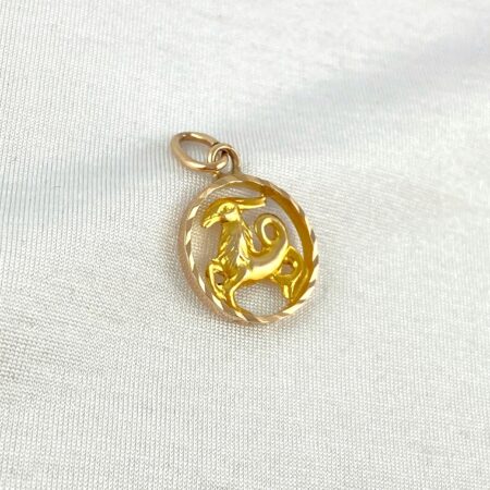 ZŁOTA zawieszka KOZIOROŻEC znak zodiaku dwa kolory PRÓBA 585 (14K)